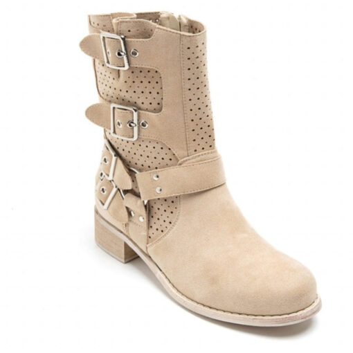 Celine Dame bikerstøvler A - Beige Female Beige