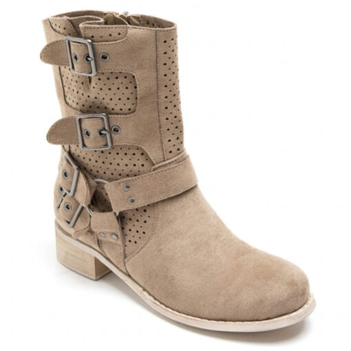 Celine Dame bikerstøvler A - Khaki Female Khaki