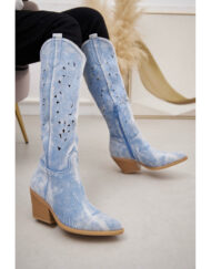 Uma Dame cowboystøvle A - Light denim Female