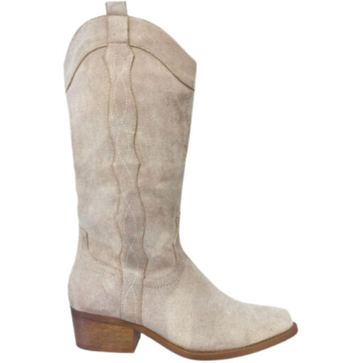 Pauline dame cowboystøvler  - Beige Female Beige