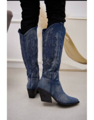 Uma Dame cowboystøvle A - Dark denim Female